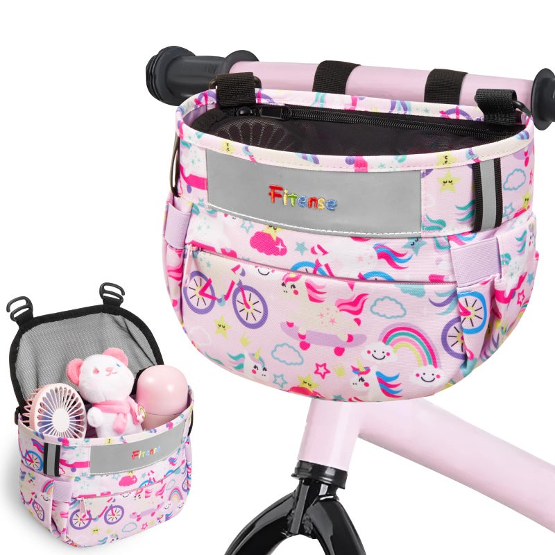 Fitense Kids Bike Basket  Bicycle Basket Front Handlebar  Waterproof Cute Fabric Children's Bike Basket  Kids Bike Accessories Fit Most Boys  Girls  Toddlers Bike or Scooter  Easy to Install - Image 1